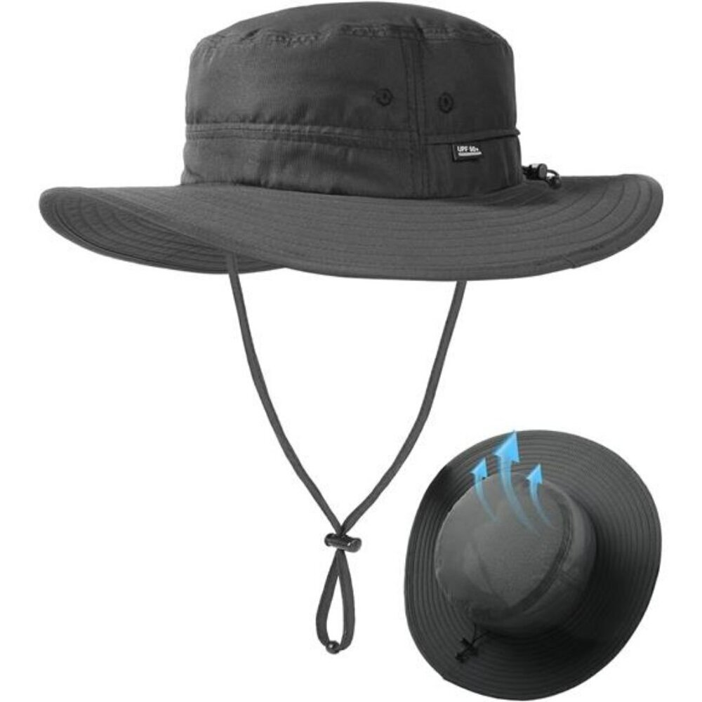 Wide Brim Bucket Hat UV Protection Fishing Hiking Men